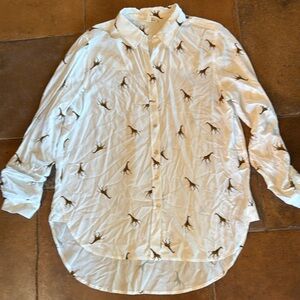 Jane & Delancey Giraffe long Sleeve Blouse Size M Safari Zoo Vacation Birthday